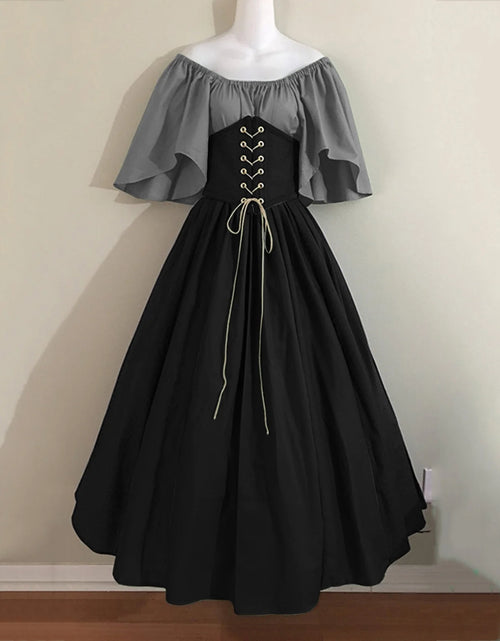 Load image into Gallery viewer, Womens Renaissance Faire Dresses Medieval Irish Traditional plus Size Dresses Ruffle over Dress Corset Retro Cosplay Gown
