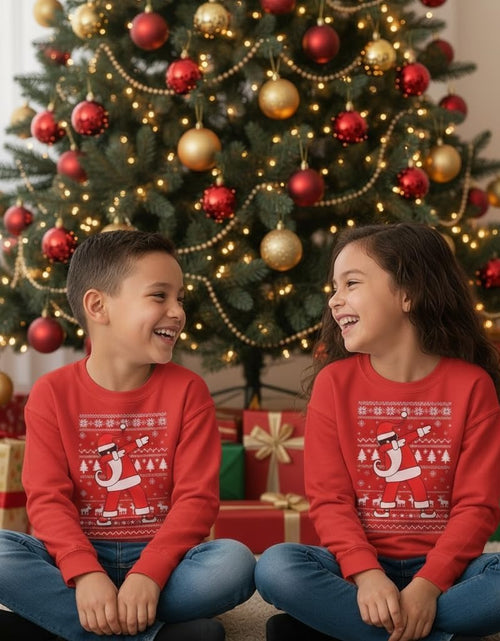 Load image into Gallery viewer, Dabbing Santa Kids Christmas Sweatshirt - Funny Ugly Holiday Sweater Style Pullover for Boys &amp; Youth
