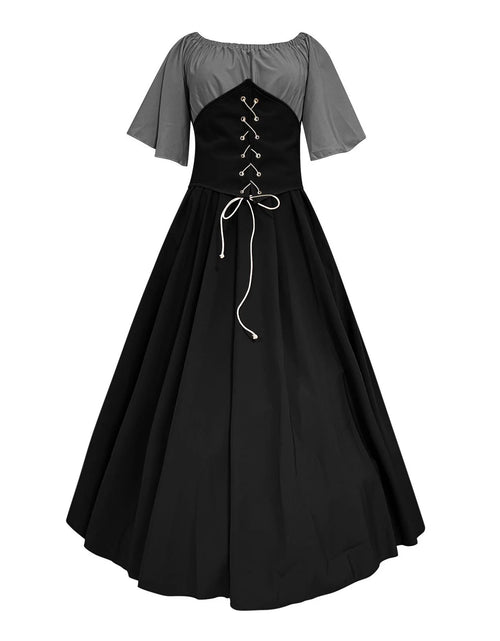 Load image into Gallery viewer, Womens Renaissance Faire Dresses Medieval Irish Traditional plus Size Dresses Ruffle over Dress Corset Retro Cosplay Gown
