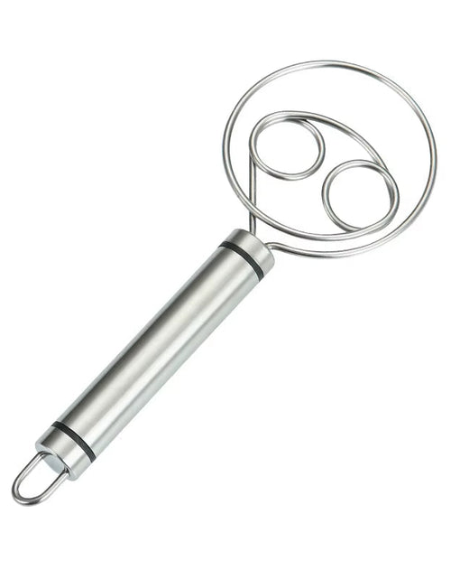 Load image into Gallery viewer, Danish Dough Whisk Dutch Style Stainless Steel Bread Dough Hand Mixer Binocular Coil Head Comfort Handle for Biscuits Bread Cake
