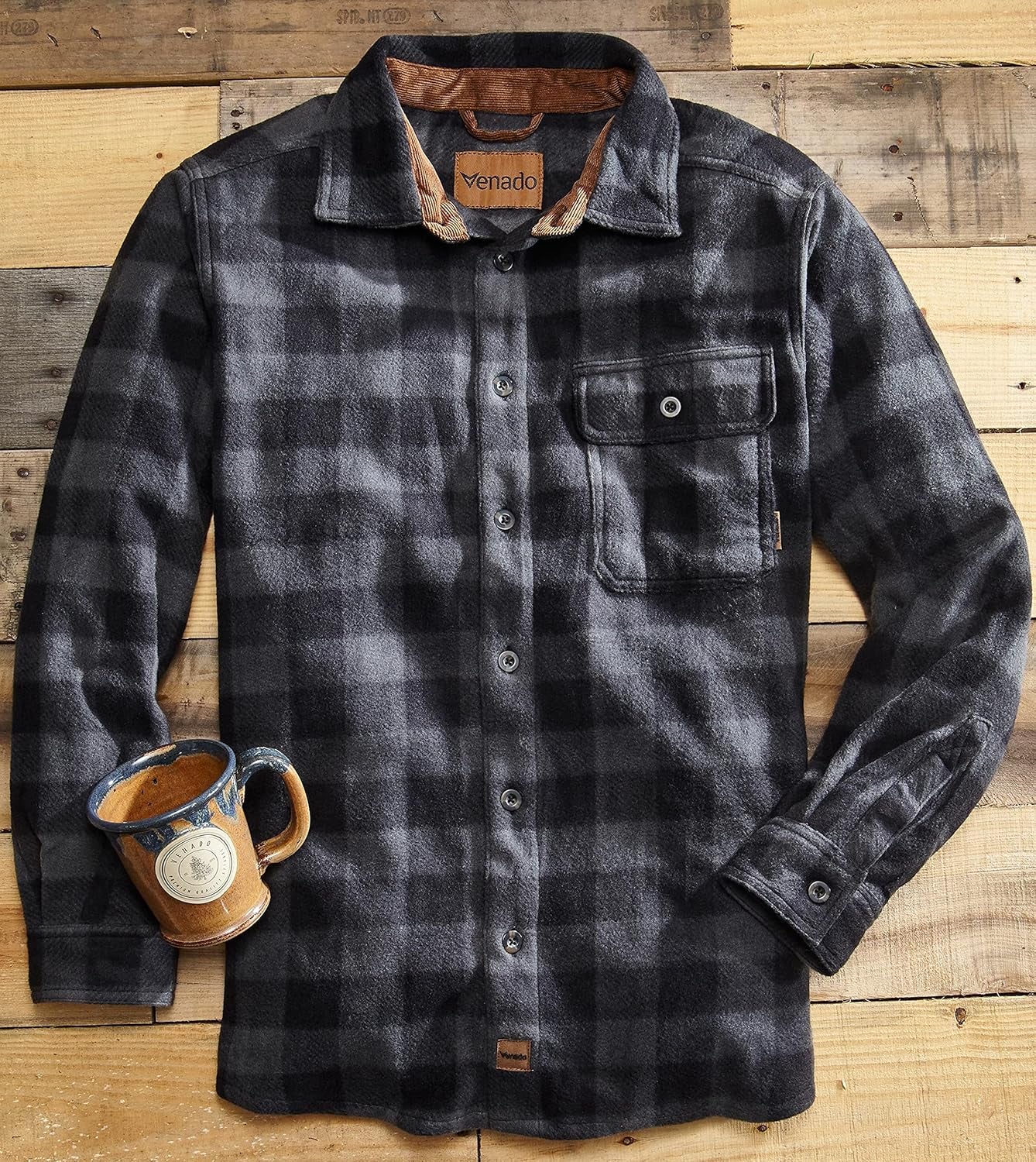 Mens Plaid Shirts for Men - Heavyweight Buffalo Plaid Fleece Shirt