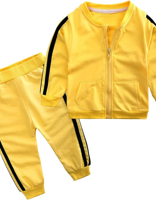 Load image into Gallery viewer, Baby Boys Girls Cotton Tracksuit Sweatshirt Top + Sweatpants Zipper Coat Outfits Set
