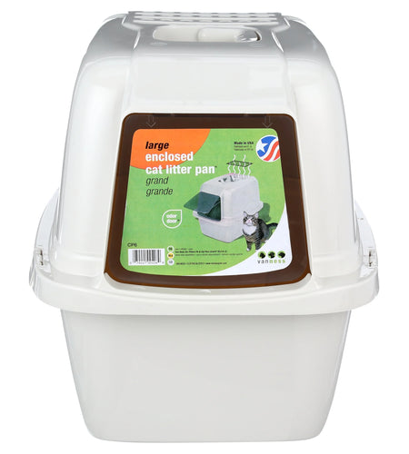 Pets Odor Control Large Enclosed Cat Litter Box, Hooded, Pearl, CP6