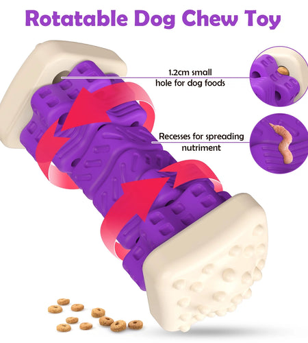 Interactive Dog Chew Toy-Brightly Colored Dog Enrichment Toy for Aggressive Chewers-Purple