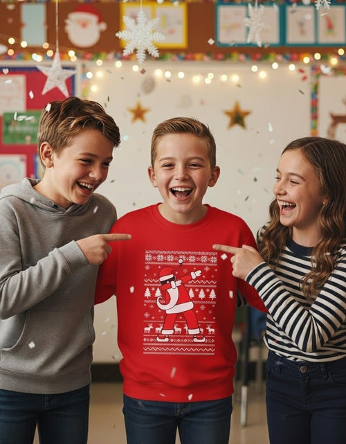 Load image into Gallery viewer, Dabbing Santa Kids Christmas Sweatshirt - Funny Ugly Holiday Sweater Style Pullover for Boys &amp; Youth
