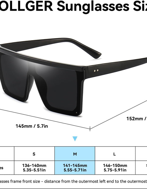 Load image into Gallery viewer, Square Oversized Sunglasses for Women Men Fashion Flat Top Big Black Frame Shades
