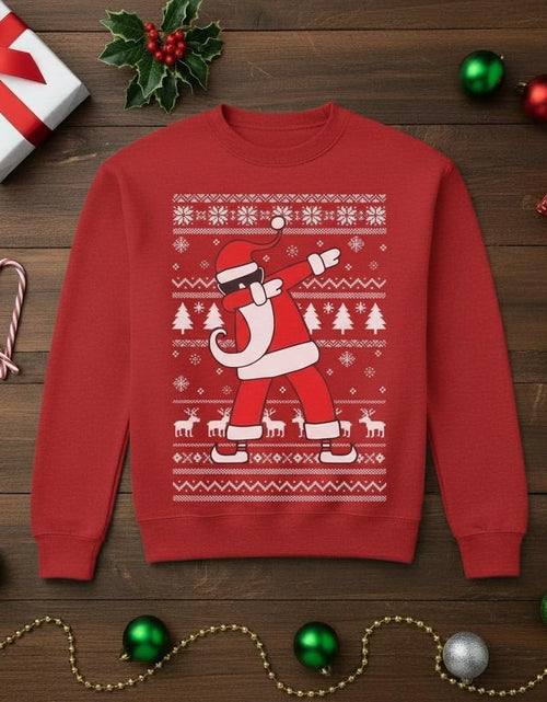 Load image into Gallery viewer, Dabbing Santa Kids Christmas Sweatshirt - Funny Ugly Holiday Sweater Style Pullover for Boys &amp; Youth
