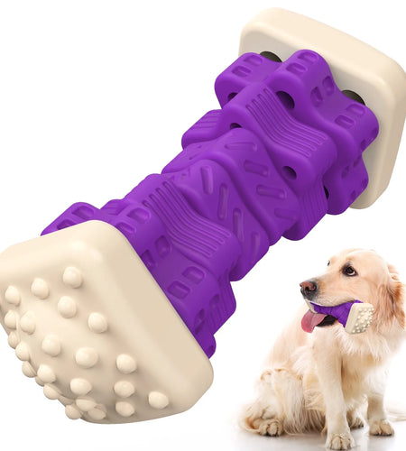 Interactive Dog Chew Toy-Brightly Colored Dog Enrichment Toy for Aggressive Chewers-Purple