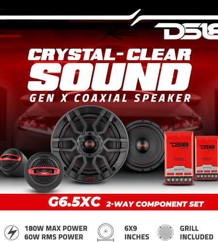 GEN-X6.5C Component Set - 6.5", 2-Way, 150W Max, 50W RMS, Black Paper Cone, Tetorn Dome Tweeters, 4 Ohms - Clarity Unparalled by Other Speakers in Their Class (2 Speakers) (GENX65C)