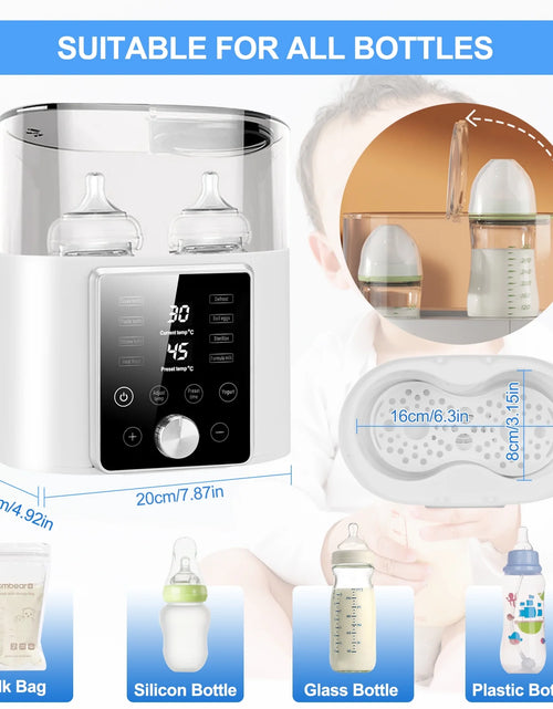 Load image into Gallery viewer, Baby Bottle Warmer, 12 in 1 Babies Fast Milk Warmer &amp; Sterilizer Double Food Heater &amp; Defrost Bpa-Free with LCD Display, Timer &amp; 24H Temperature Control for Breastmilk &amp; Formula
