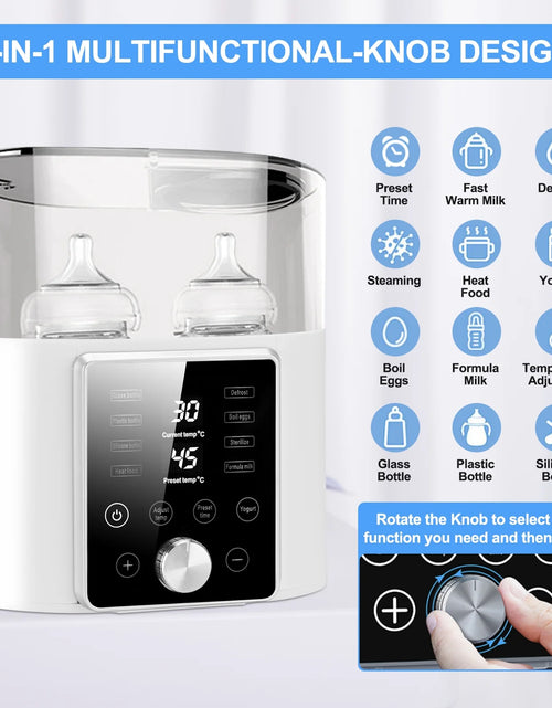 Load image into Gallery viewer, Baby Bottle Warmer, 12 in 1 Babies Fast Milk Warmer &amp; Sterilizer Double Food Heater &amp; Defrost Bpa-Free with LCD Display, Timer &amp; 24H Temperature Control for Breastmilk &amp; Formula
