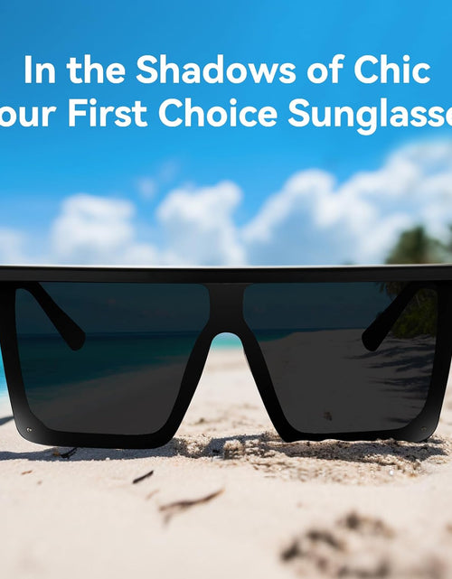 Load image into Gallery viewer, Square Oversized Sunglasses for Women Men Fashion Flat Top Big Black Frame Shades
