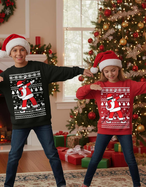 Load image into Gallery viewer, Dabbing Santa Kids Christmas Sweatshirt - Funny Ugly Holiday Sweater Style Pullover for Boys &amp; Youth
