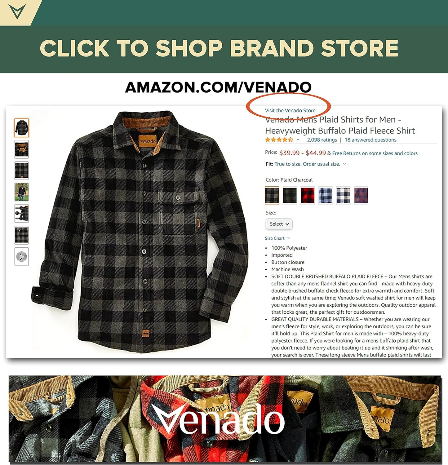 Mens Plaid Shirts for Men - Heavyweight Buffalo Plaid Fleece Shirt
