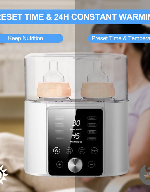 Load image into Gallery viewer, Baby Bottle Warmer, 12 in 1 Babies Fast Milk Warmer &amp; Sterilizer Double Food Heater &amp; Defrost Bpa-Free with LCD Display, Timer &amp; 24H Temperature Control for Breastmilk &amp; Formula
