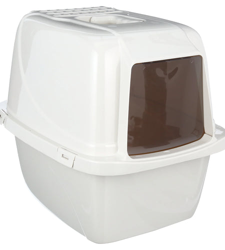 Pets Odor Control Large Enclosed Cat Litter Box, Hooded, Pearl, CP6