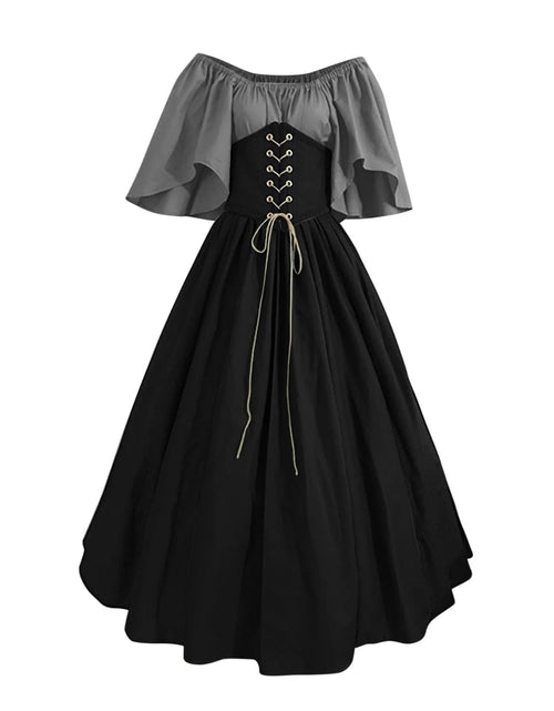 Load image into Gallery viewer, Womens Renaissance Faire Dresses Medieval Irish Traditional plus Size Dresses Ruffle over Dress Corset Retro Cosplay Gown
