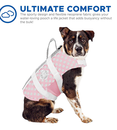 Dog Life Jacket - Keep Your Canine Safe with a Neoprene Life Vest - Designer Life Jackets - Perfect for Swimming and Boating - Pink/Silver Xx-Small