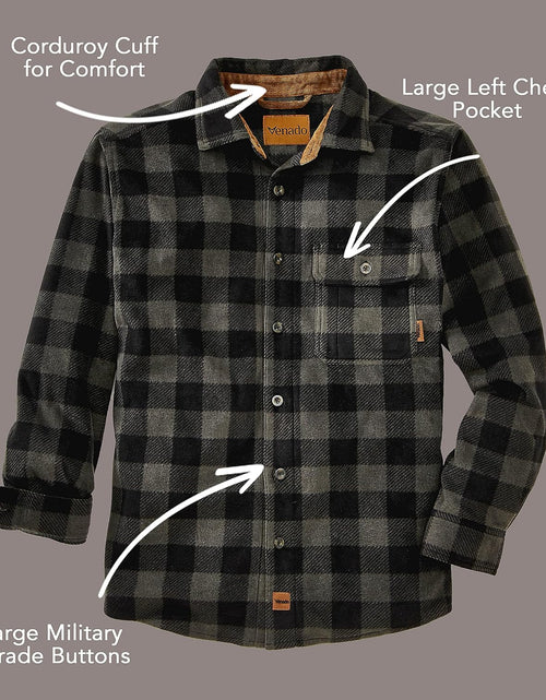 Load image into Gallery viewer, Mens Plaid Shirts for Men - Heavyweight Buffalo Plaid Fleece Shirt
