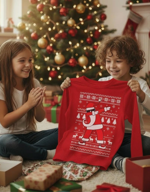 Load image into Gallery viewer, Dabbing Santa Kids Christmas Sweatshirt - Funny Ugly Holiday Sweater Style Pullover for Boys &amp; Youth
