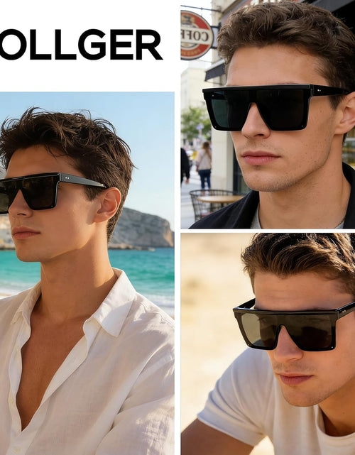 Load image into Gallery viewer, Square Oversized Sunglasses for Women Men Fashion Flat Top Big Black Frame Shades
