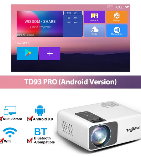 Full HD Projector 1080P 2K 4K Video LED 3D Portable Projector Td93Pro Mini Wifi Android Home Theater TD93 Pro Beamer
