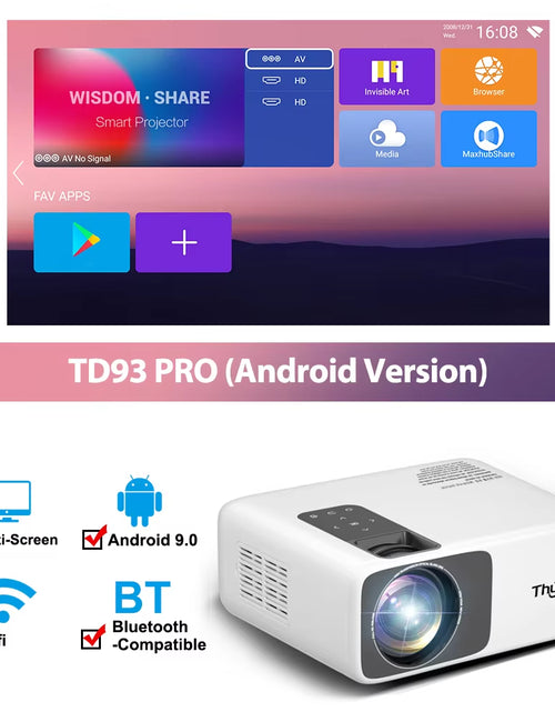 Load image into Gallery viewer, Full HD Projector 1080P 2K 4K Video LED 3D Portable Projector Td93Pro Mini Wifi Android Home Theater TD93 Pro Beamer

